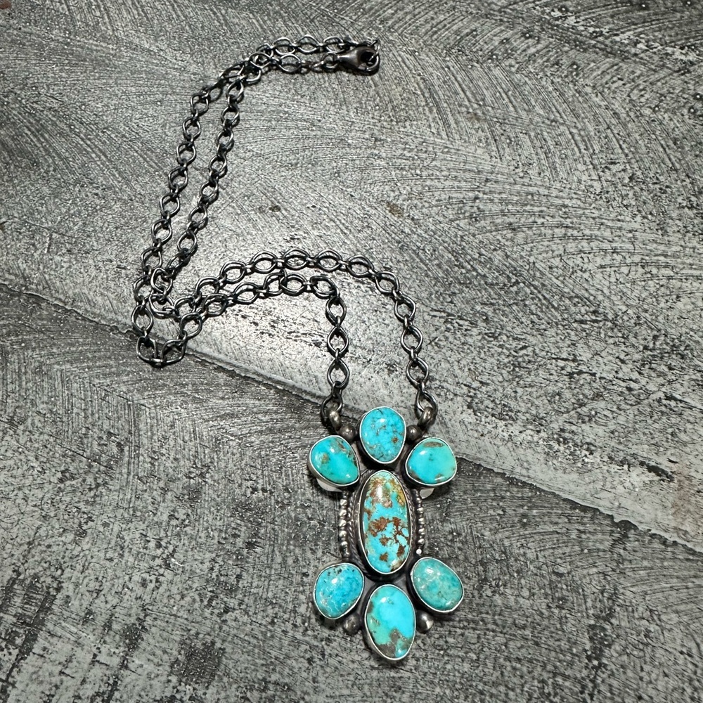Native Turquoise Cluster Necklace